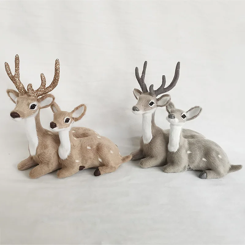 

Simulation Lying Christmas Sika Artificial Deer Reindeer Fairy Garden Miniatures Prop Animal Model Figurine Shop Window Showcase