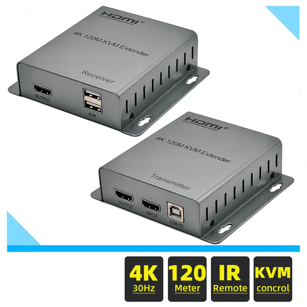 4K HDMI квм-удлинитель 120 м по IP RJ45 Ethernet Cat5e Cat6 кабель сетевой квм-Удлинитель HDMI сплиттер с поддержкой USB мыши клавиатуры