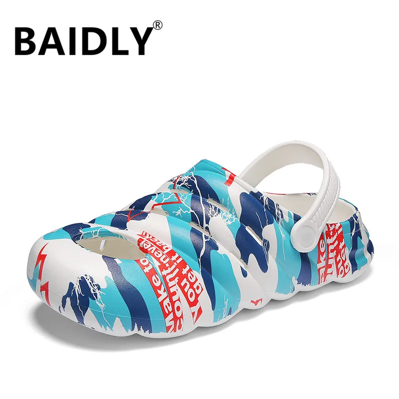 

Сандалии мужские с круглым носком, мягкая толстая подошва, модные пляжные тапочки, летняя обувь для сабо из ЭВА, кроссовки для улицы