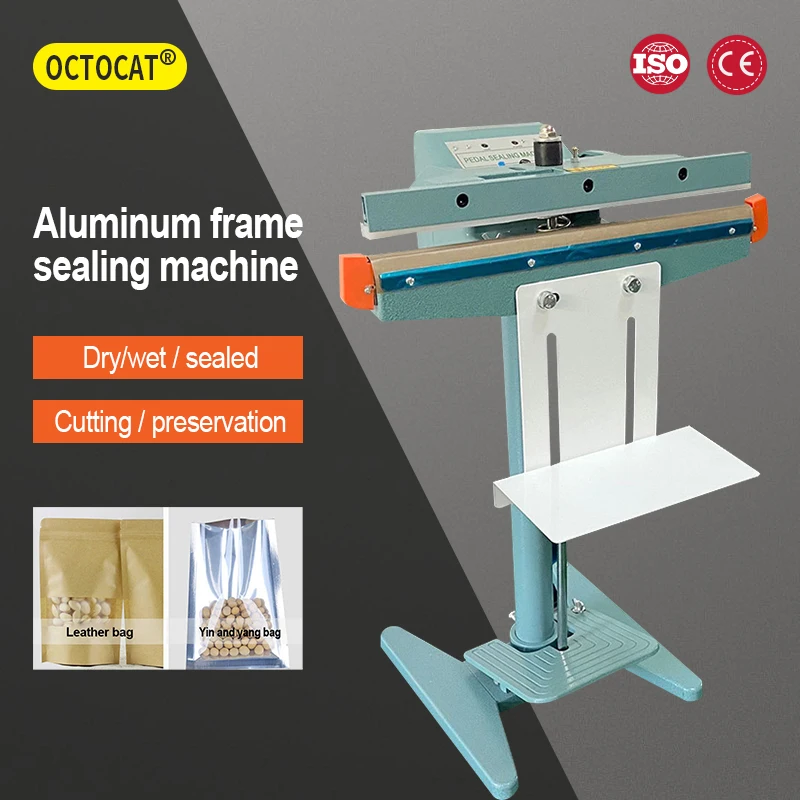 

OCTOCAT Semi-automatic Sealing Machine Bag Sealer Pedal Plastic Bag Heat Sealing Cutting Machine with Aluminum Body 220V 800W
