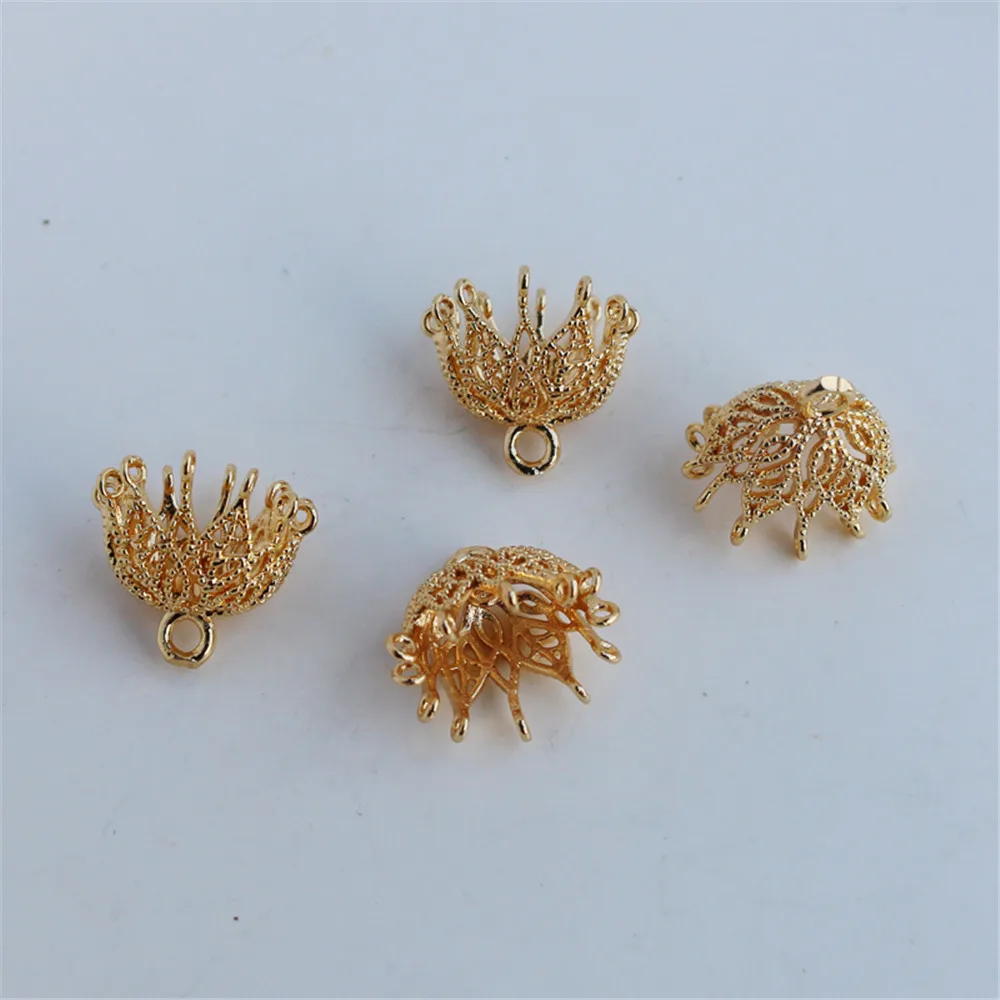 

Сохраняющая полая Корона 14k золотого цвета подвеска бутон фотодержатель «сделай сам» Аксессуары для рук Цветочная шапочка с кисточкой