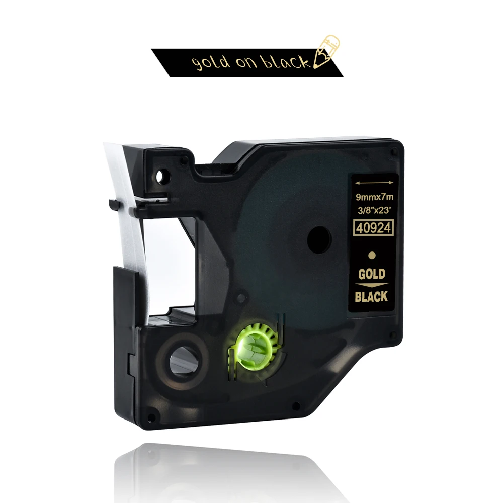 

Label World 40924 label tape gold on black ribbon Compatible for Dymo D1 printer 40924 9mm label tape 5PACK
