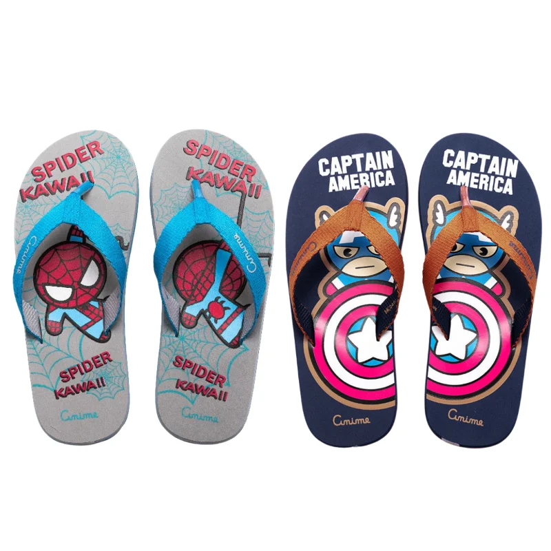 Spider-Man Captain America Flip-Flops Men's Large Size Lightweight Non-slip Wear-resistant Kawaii Couple Fashion Beach Slippers