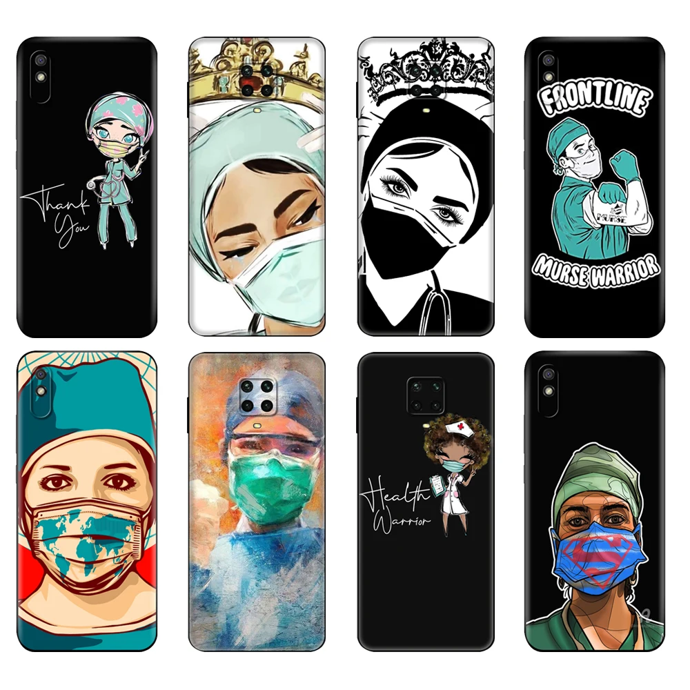 

Black tpu Case For Xiaomi Redmi 7A 8 8A 9 9A 9C Case Redmi Note 8T 8 Pro T Note 9 9S 9 Pro Case Nurse Queen Doctor