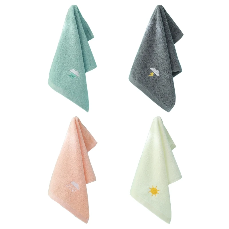 

57EE Cartoon Embroidered Face Towel Hand Wash Essential Bath Towel Baby Saliva Towel Practical Gift Bathing Accessory