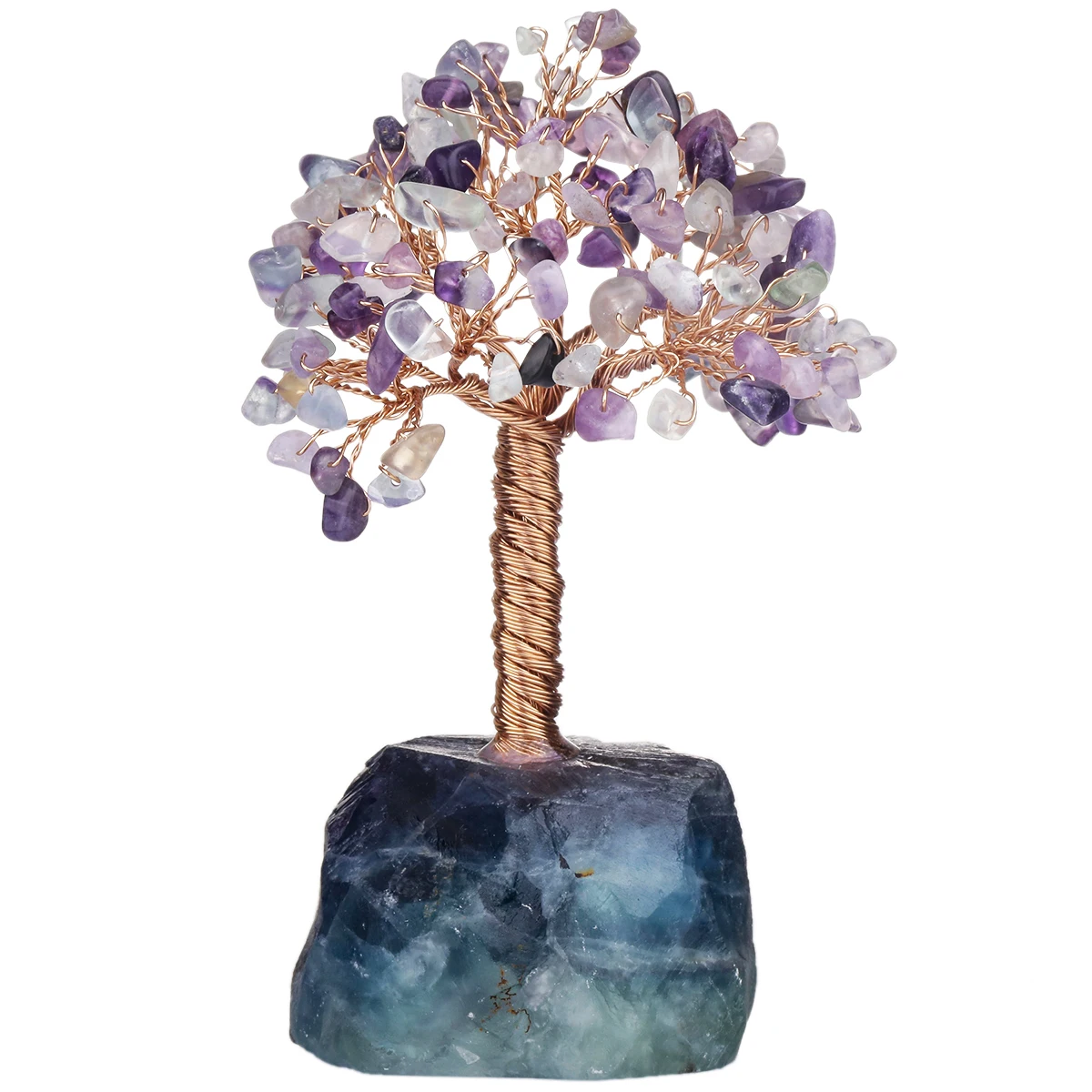 TUMBEELLUWA Natural Crystal Money Tree with Gemstone Base Figurine Ornaments for FengShui Wealth Lucky Home Decor Birthday Gift