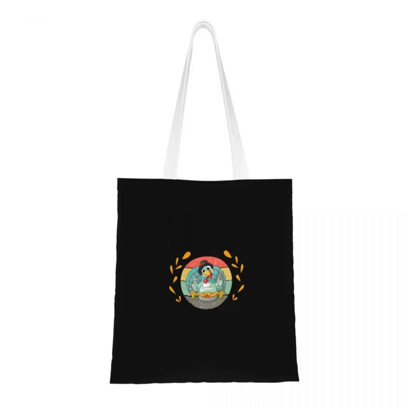 

Happy Thanksgiving Shopping bags canvas the tote bag Folding shopping bag Ladies Shoulder Casual Tote Travel Handbag