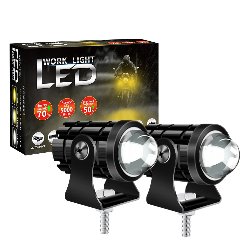 

Motorcycle Lights Led Spotlights Two-color Small Steel Gun Headlights Near and Far Light Integrated Electric Vehicle Headlights