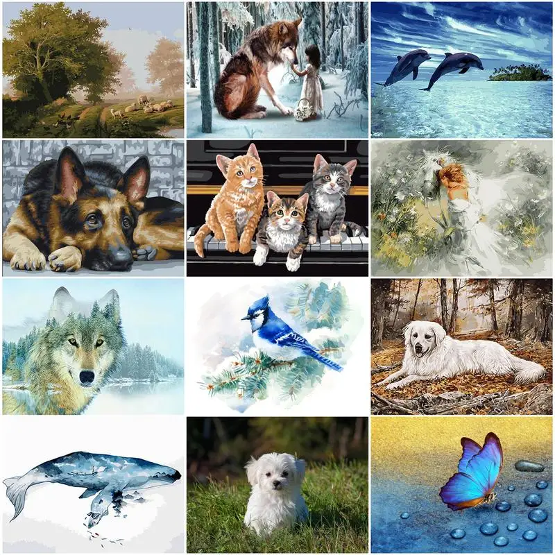 

CHENISTORY Oil Painting By Numbers Animals Handpainted Pictures By Numbers Animal Creative Painting Number Home Decor