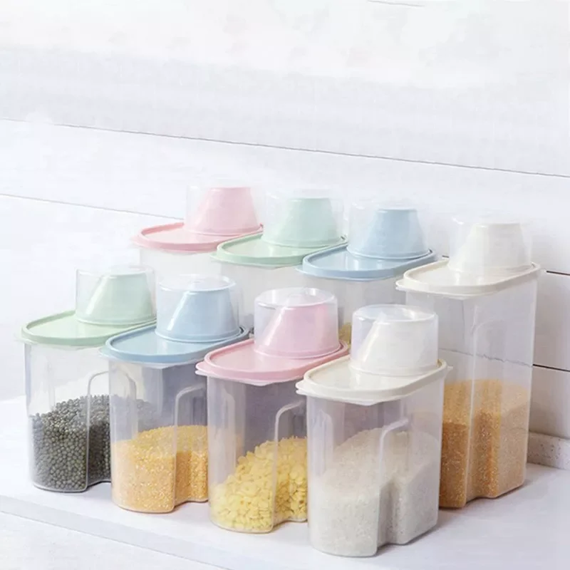 

Kitchen Storage Box With Pourer Lid Food Storage Box Kitchen Grain Storage Tank Moisture-Proof Sealed Can Transparent Organizers