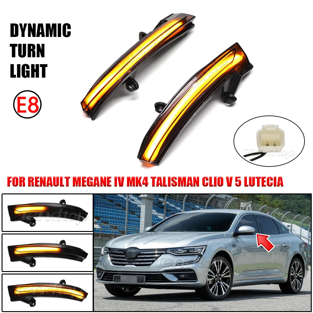 

LED Flashing Dynamic Turn Signal Light For Renault Megane 4 IV Talisman Clio 5 V Sequential Side Mirror Lamp Indicator Blinker