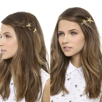 european and american style hair accessories sweet gold pentagonal star hairpin word clip edge