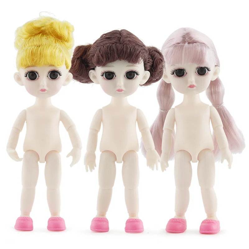 

16cm 13 Joint movable cute baby doll 1/8 BJD small girl doll Yellow hair White Skin Baby girls play house Dress Up Toy gifts