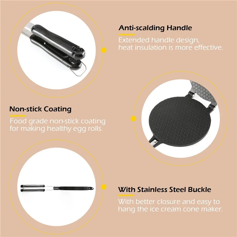 22 см антипригарная вафельница для яичного рулета форма выпечки мороженого
