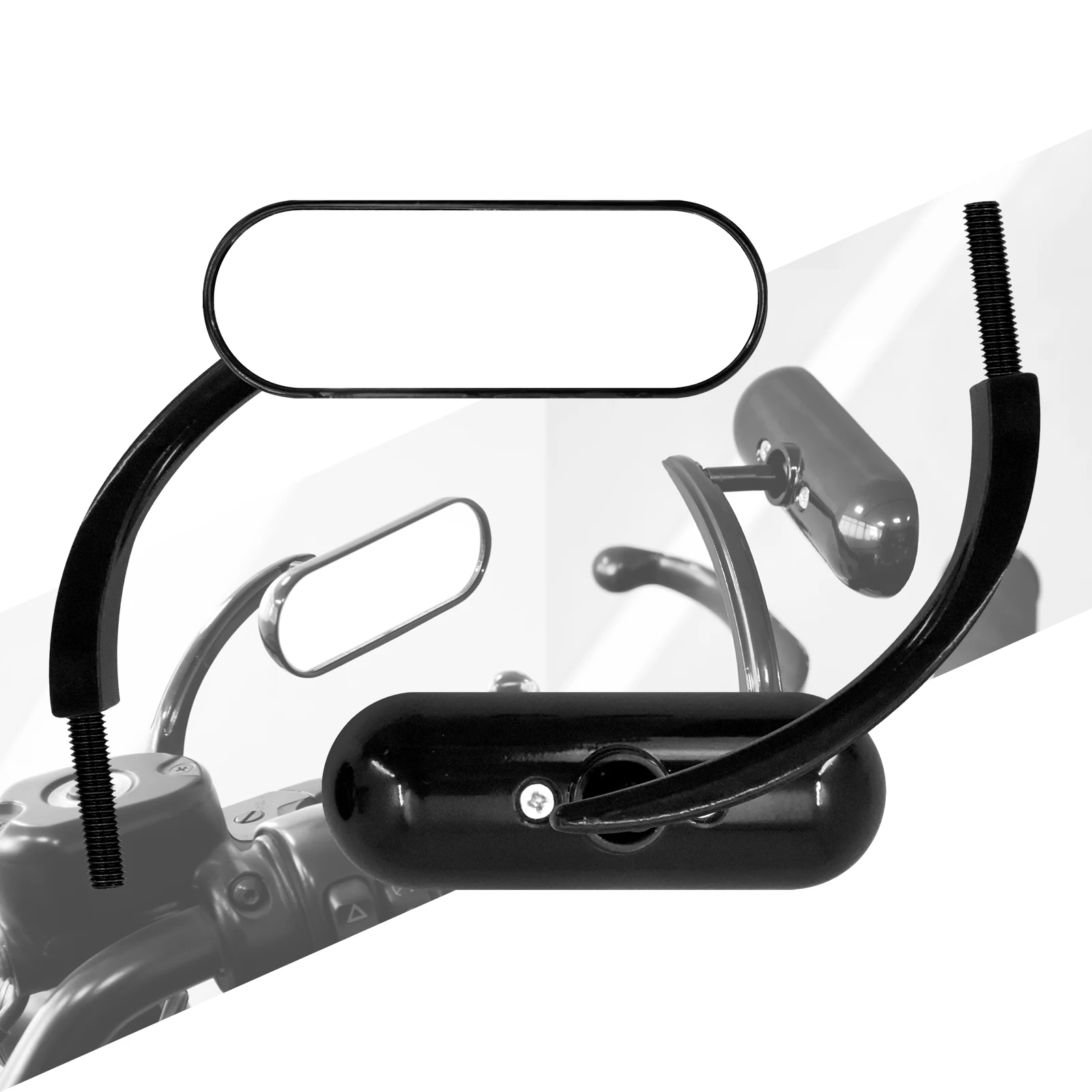 

Мотоциклетные черные вращающиеся овальные боковые зеркала заднего вида, универсальные для Harley Touring Dyna Softail Sportster XL1200 883 для Honda