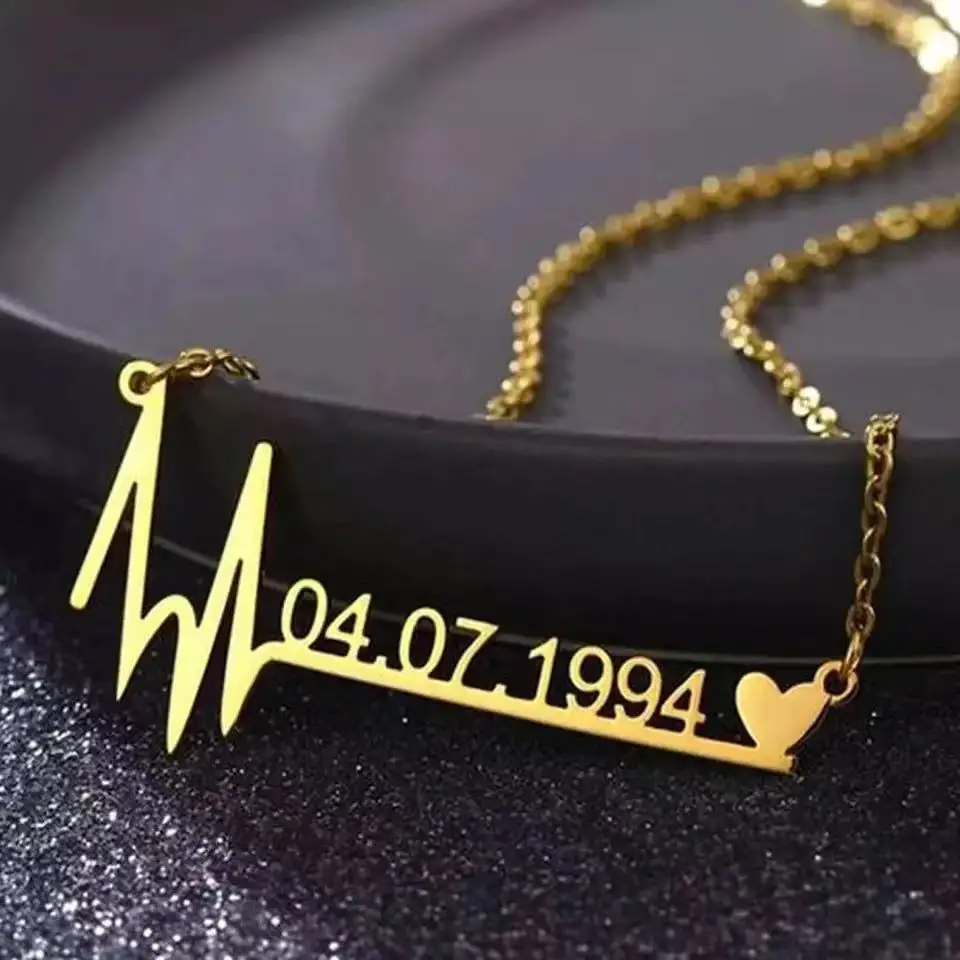 

Custom Necklace Date Of Birth Anniversary Year Necklaces DOB For New Born Personalized Choker Jewelry Baby Birthday Gift