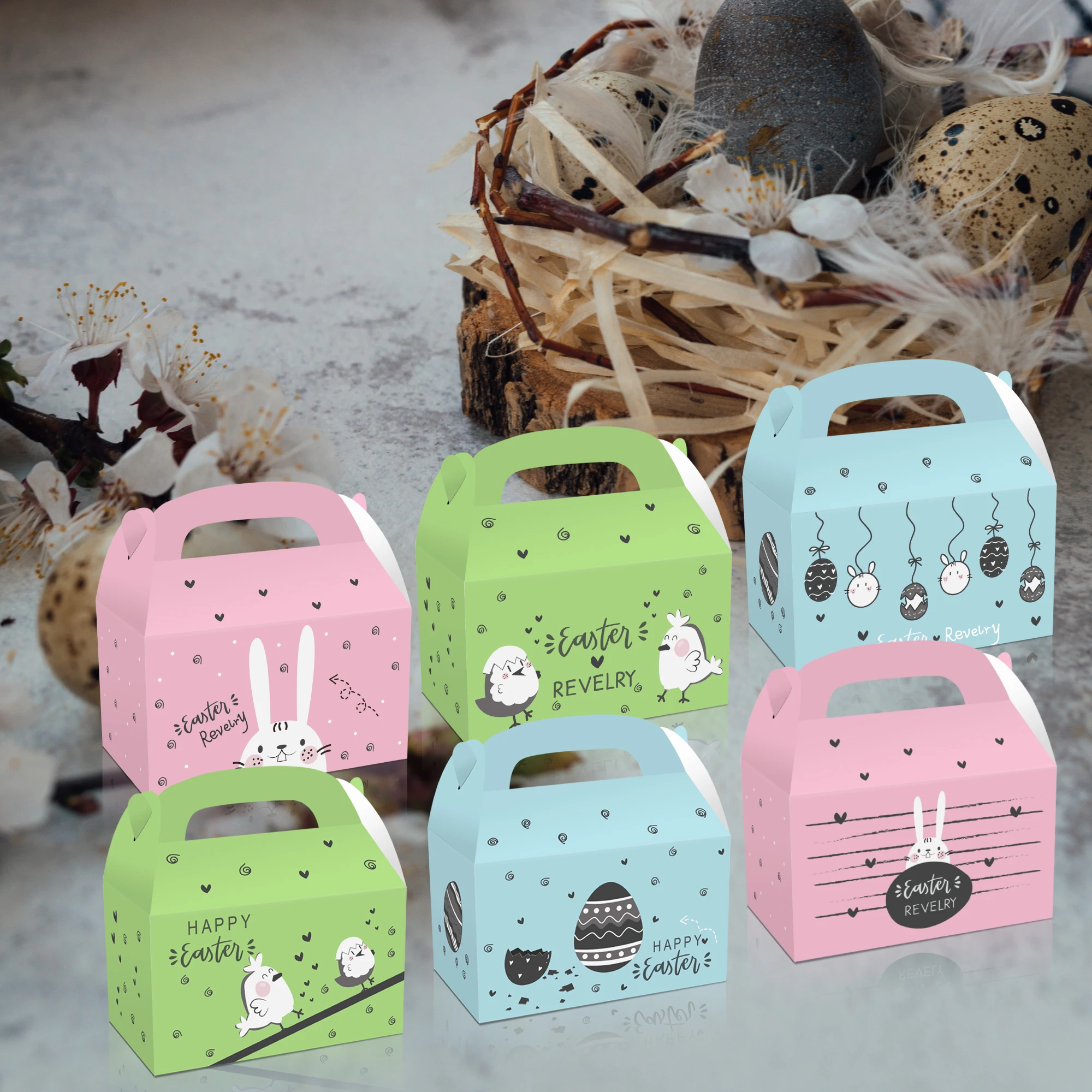 

DD113 4Pcs Happy Easter Day Party Paper Candy Cartons Popcorn Box Party Supplies Pop Corn Snacks Food Kids Birthday Supplies