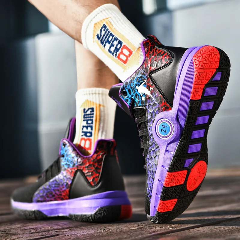 Hot Sale Fashion Basketball Shoes Teenagers Breathable Chunky Sneakers Basket Children Couple High-top Sports Shoes Men Trainers