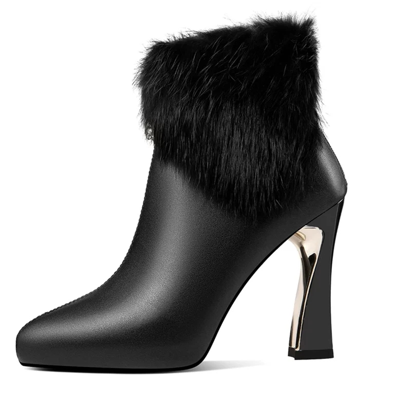 Ботильоны женские на меху высоком каблуке
