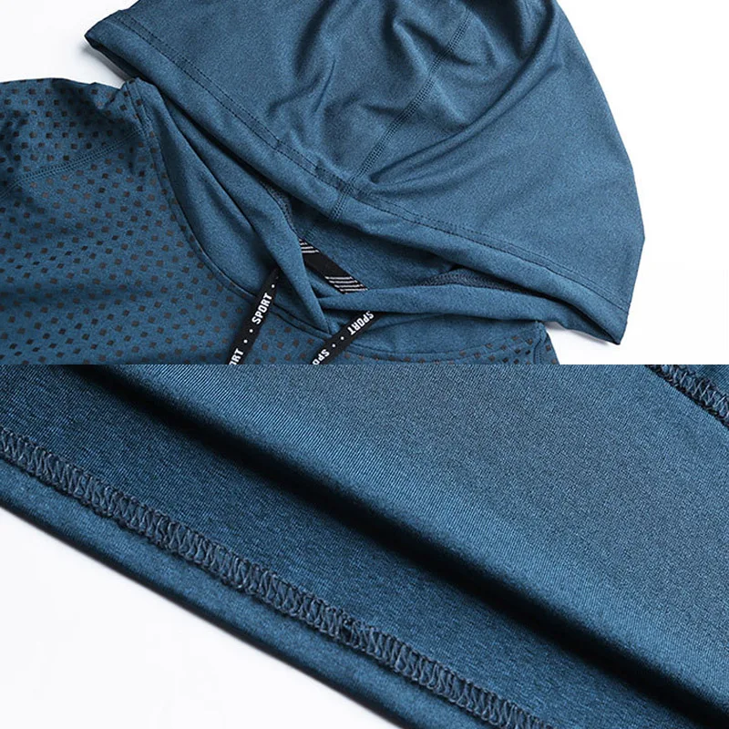 Gym Men's Sports Sweatshirts Running Quick-drying Stretchy Autumn Fitness Hoodies Men Reflective Comfortable Bodybuilding Shirts