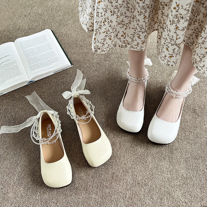 

Туфли женские кожаные с квадратным носком, удобные повседневные кроссовки, плоская подошва, с неглубоким носком, с жемчугом, Мокасины, элега...