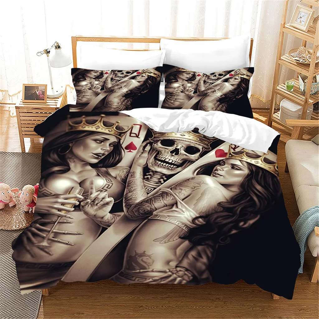 

Хэллоуин пододеяльник страшный скелет и сексуальные девушки клоун дизайн черного постельного белья одеяло чехол украшение для спальни