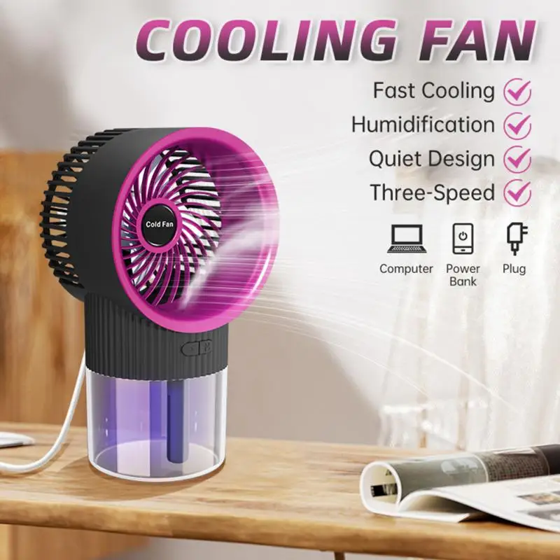 

2022 Cooling Fan Air Conditioner Fan Summer USB Rechargeable Fan Air Cooler Spray Humidifier Fan For Home Office