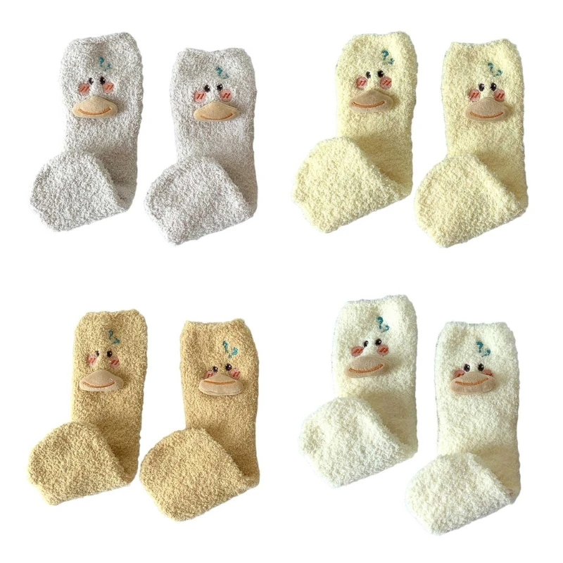 

L93F милые мультяшные носки с куклой, женские более толстые нечеткие уютные тапочки, теплые мягкие зимние плюшевые домашние для