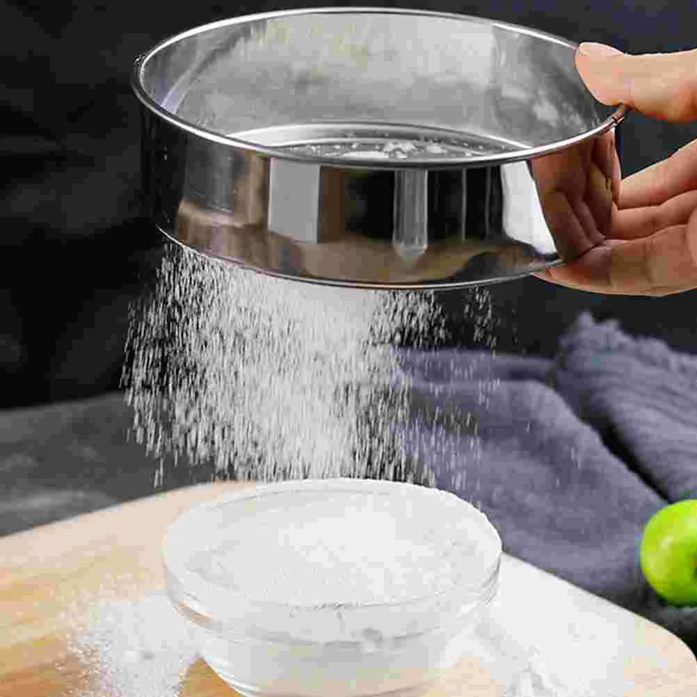 

Flour Sifter Sieve Mesh Baking Strainer Fine Stainless Steel Round Filter Shaker Kitchen Sugar Cake Strainers Sifting Skimmer