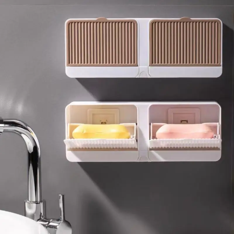 

Drain Double Grid Without Perforation Soap Dish With Lid Soap Box Soap Holder Home Appliance Bathroom Creative Hollow Type 2023
