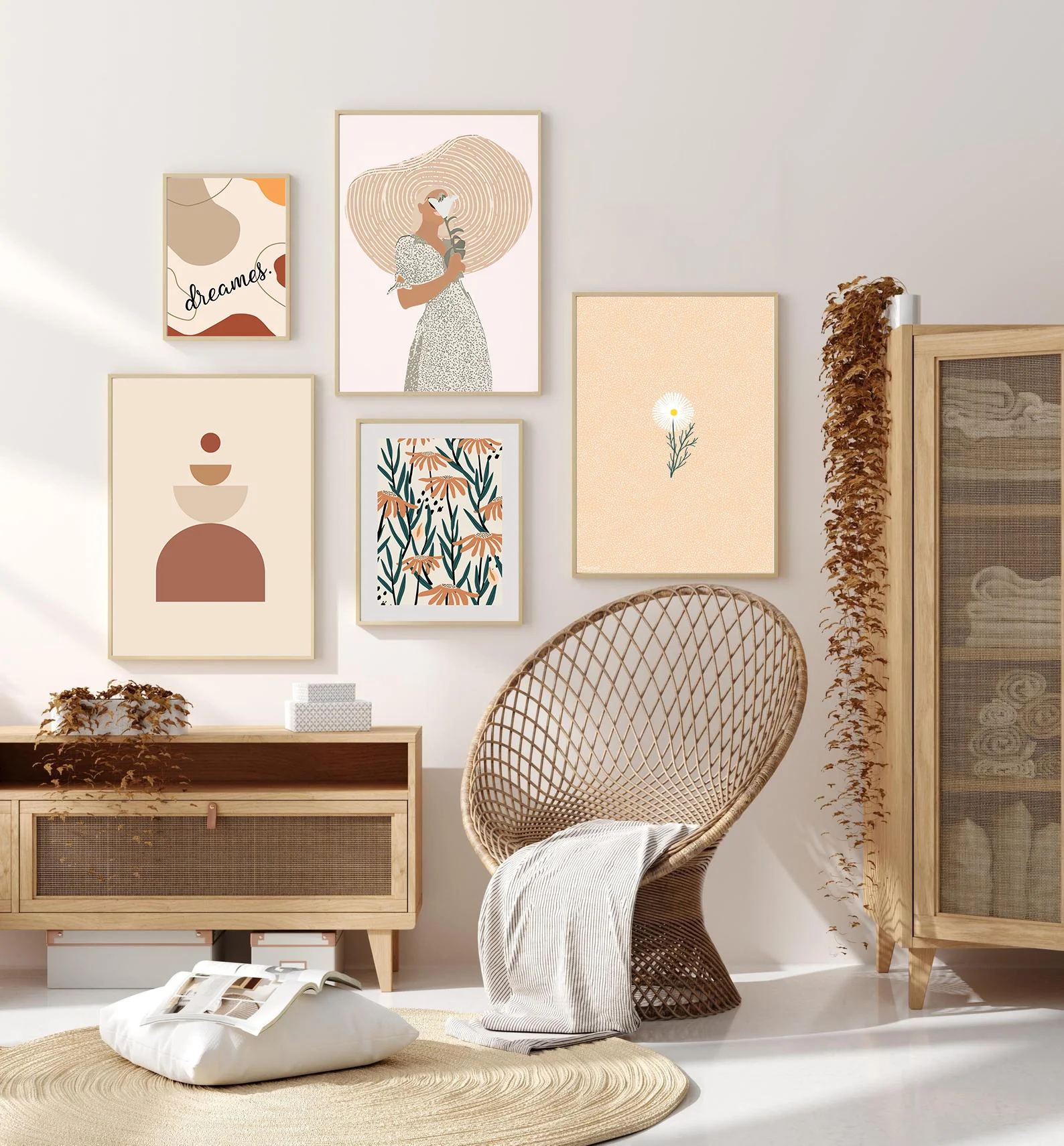 

Simple Nordic Morandi plant and flower cure ins wind painting decorative painting picture painting core canvas print