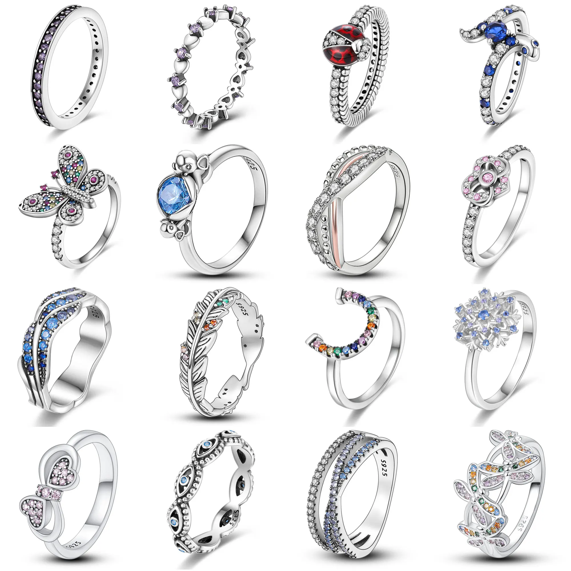 Модные трендовые кольца на палец из серебра 925 пробы для женщин сверкающие CZ