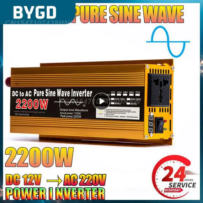 

12v/24v To 220v On-board Inverter On-board Converter Safe Pure Sine Wave Inverter Convenient Solar Inverter Universal Type
