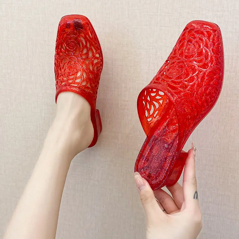 

Women Fashion Clogs 2022 Summer Beach Sandals Hollow Shoes Mules Female Travel Outdoor Leisure Wedge Slippers Jelly Garden Clogs