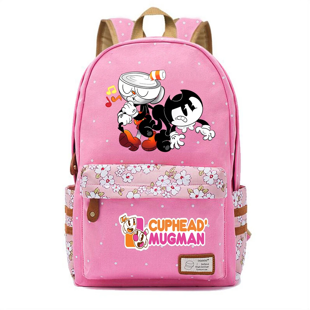 

Anime Cuphead Canvas Knapsack Student Cartoon Schoolbag Teenger Zipper Backpack Casual Print Packsack Unisex Travel Laptop Bag