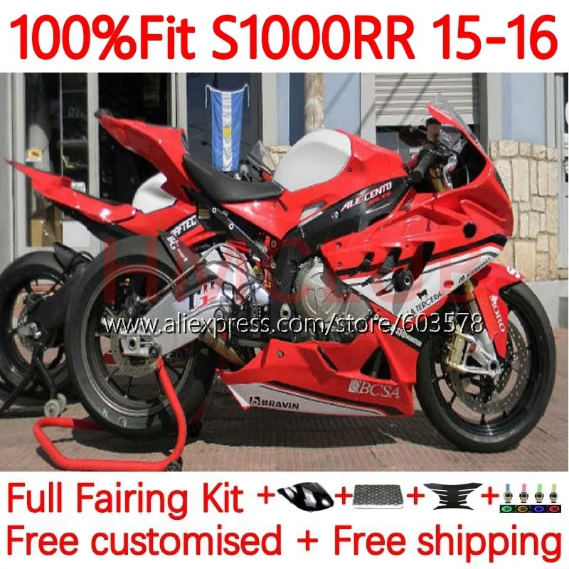 

OEM Корпус для BMW S1000-RR S1000 RR S 1000 RR 1000RR S1000RR 2015 2016 S-1000RR 15 16, Обтекатели 150No.76, глянцевый красный