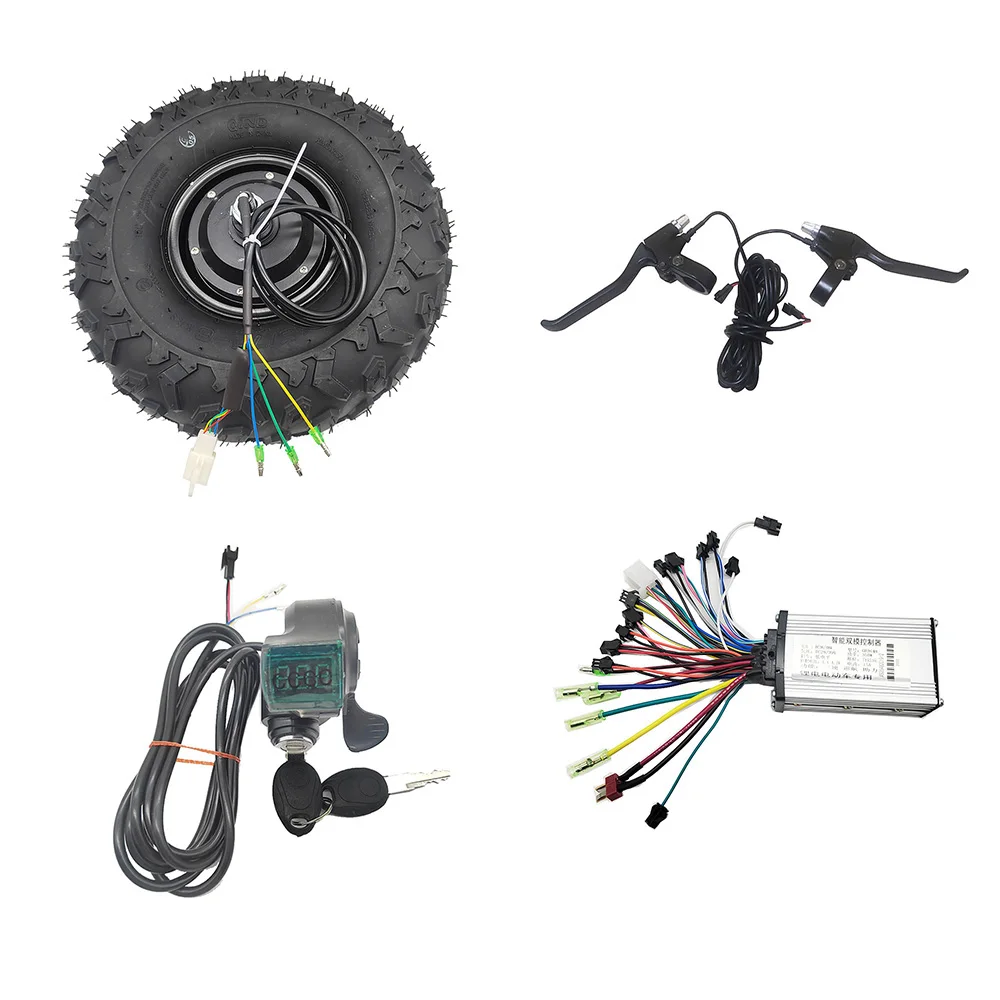 

High Torque Wheelbarrow 24v 36v 48v 350w 500w Electric Brushless Motor Kit 14.5inch Off-Road Tires