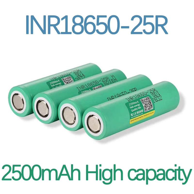 100% Новый 18650 перезаряжаемый аккумулятор 3 7 в 2500 мАч INR18650 25R с высоким разрядом