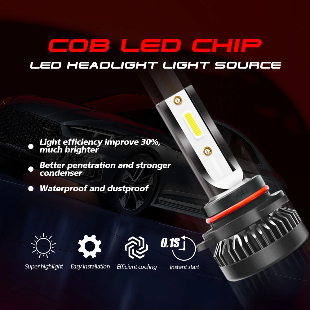 Txvso8 universal hir2 led faróis 80w mini auto 9012 lâmpadas de diodo para carro 12v branco luzes 6000k lampara |