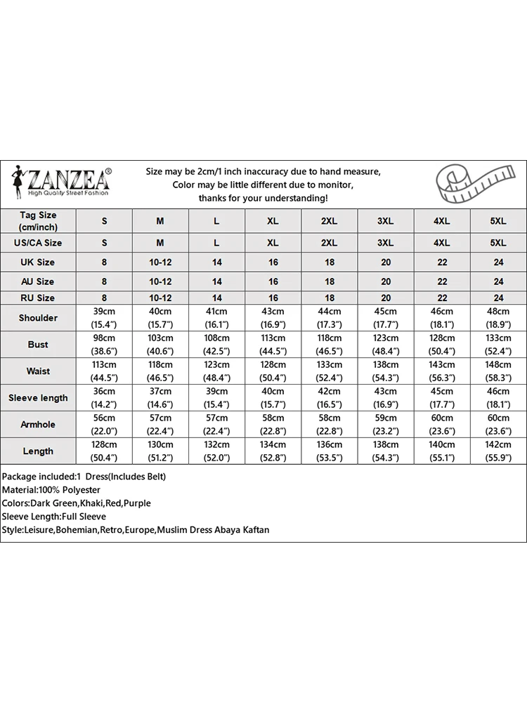 Халат ZANZEA с длинным рукавом и круглым вырезом мусульманский модный длинный халат