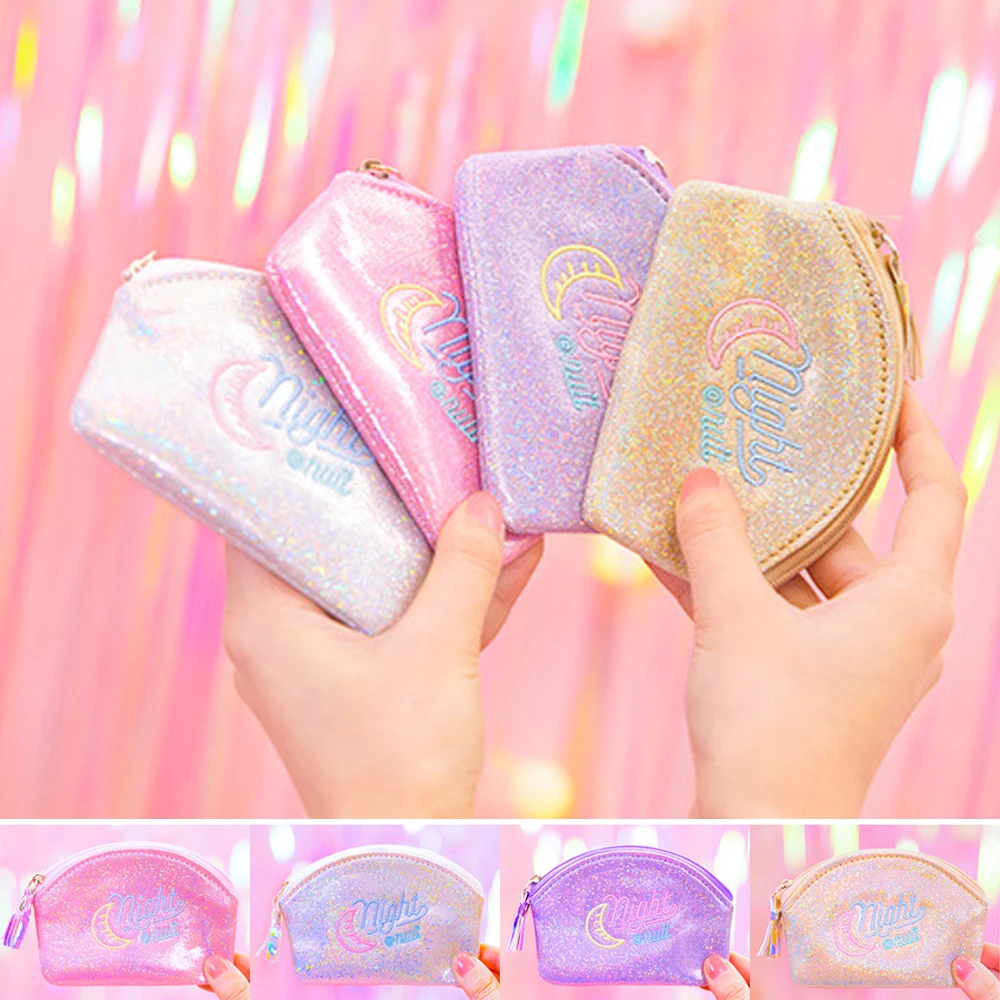 

Hologram Zipper Coin Purse Embroidery Small Wallet Women Girls Tassels Mini Money Bag Earphone Key Holder Pouch Lipstick Bags