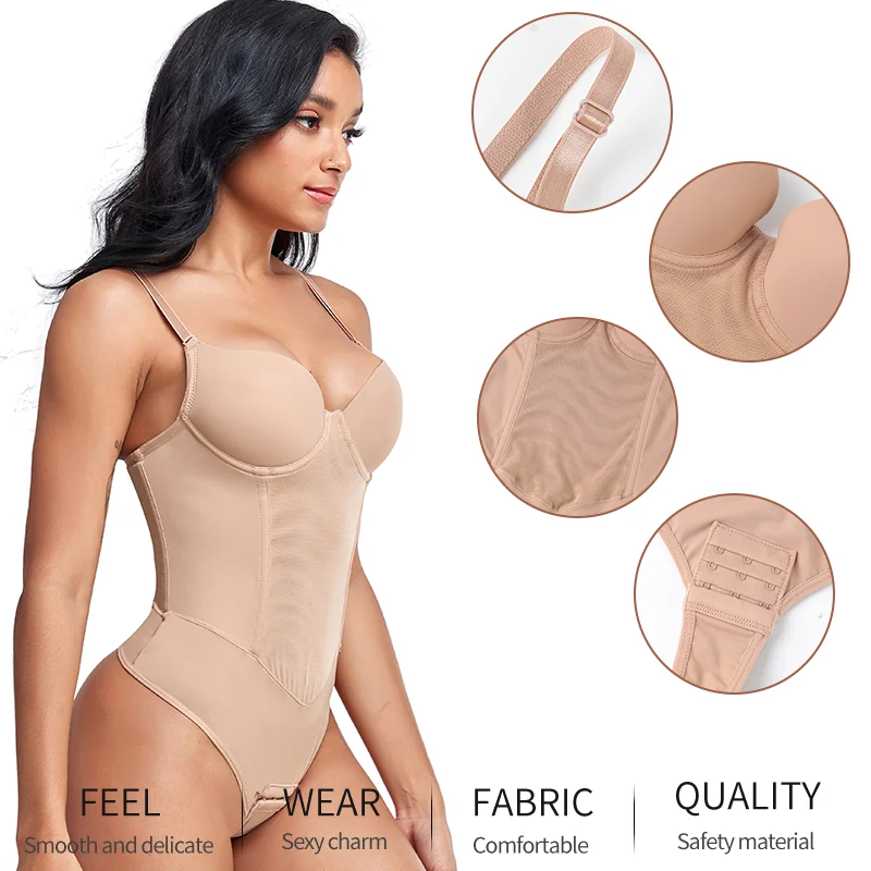 Thong Shapewear Bodysuits Underwear Women Slimming Bodys COMFREE Sexy Body Shaper Lingerie With Bra Black Trimmer Modeling Strap