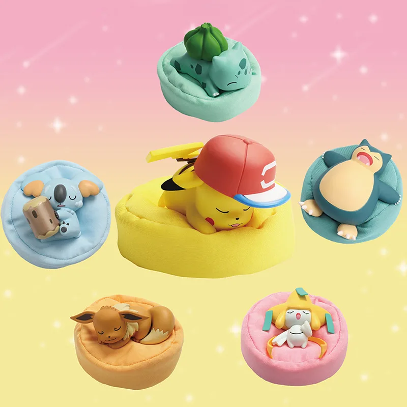 

Kawaii 5 дюймов подлинный Покемон Пикачу снорлакс Eevee Бульбазавр спящие куклы ручной работы с милыми мультяшными игрушками подарки для друзей