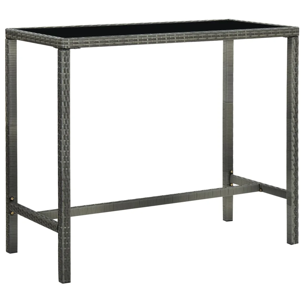 

Outdoor Patio Bar Table Deck Outside Porch Furniture Balcony Home Decor Gray 51.2"x23.6"x43.3" Poly Rattan and Glass