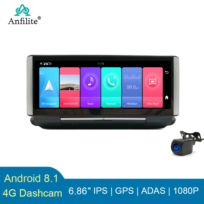 7-дюймовый Android 8.1 Автомобильное зеркало заднего вида DVR 4G Dash Cam GPS-навигация ADAS 1080P