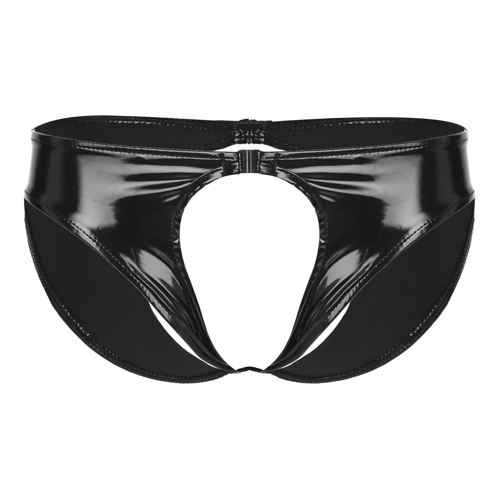 

Mens Lingerie Low Waist Open Butt Briefs Cutout Underwear Open Crotch Sissy Panties Wet Look Patent Leather Crotchless Thongs