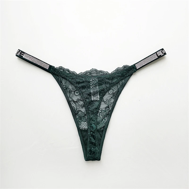 

Ladies fashion sexy shiny rhinestone wish lace thin belt T pants hot sexy transparent ladies thong