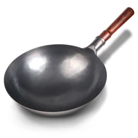 hand hammered iron wok chinese traditional uncoated wok with detachable wood handlescratch resistant kitchen pot cookware