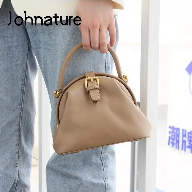 

Johnature 2022 Bag Small Handbag Genuine Leather Women Summer Bag Versatile Real Soft Cowhide Shoulder & Crossbody Bags