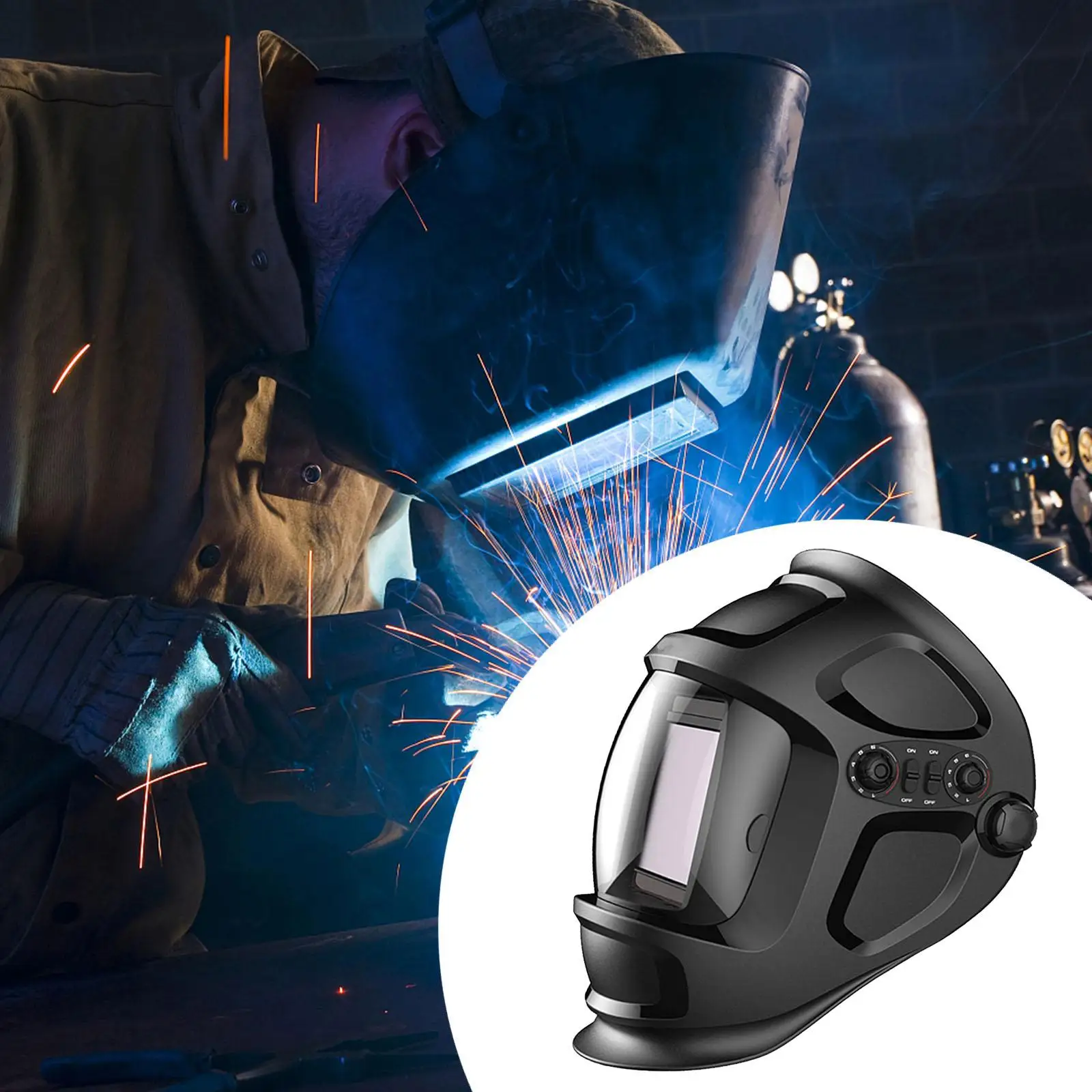 

Автоматически затемняющий сварочный шлем, маска сварщика с большим обзором, защита лица для сварки